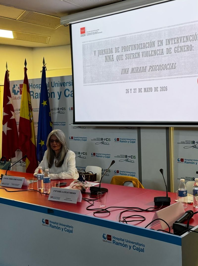 Mamen G&oacute;mez como ponente en la V Jornada de profundizaci&oacute;n en intervenci&oacute;n con NNA que sufren violencia de g&eacute;nero en el Hospital Universitario Ram&oacute;n y Cajal